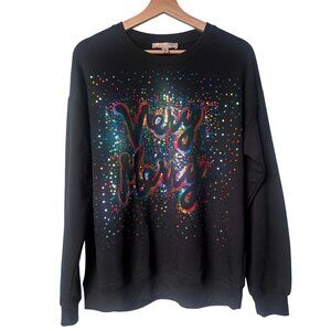 Philosophy Very Merry Sequin Black Sweatshirt Pullover Top Women's Medium
